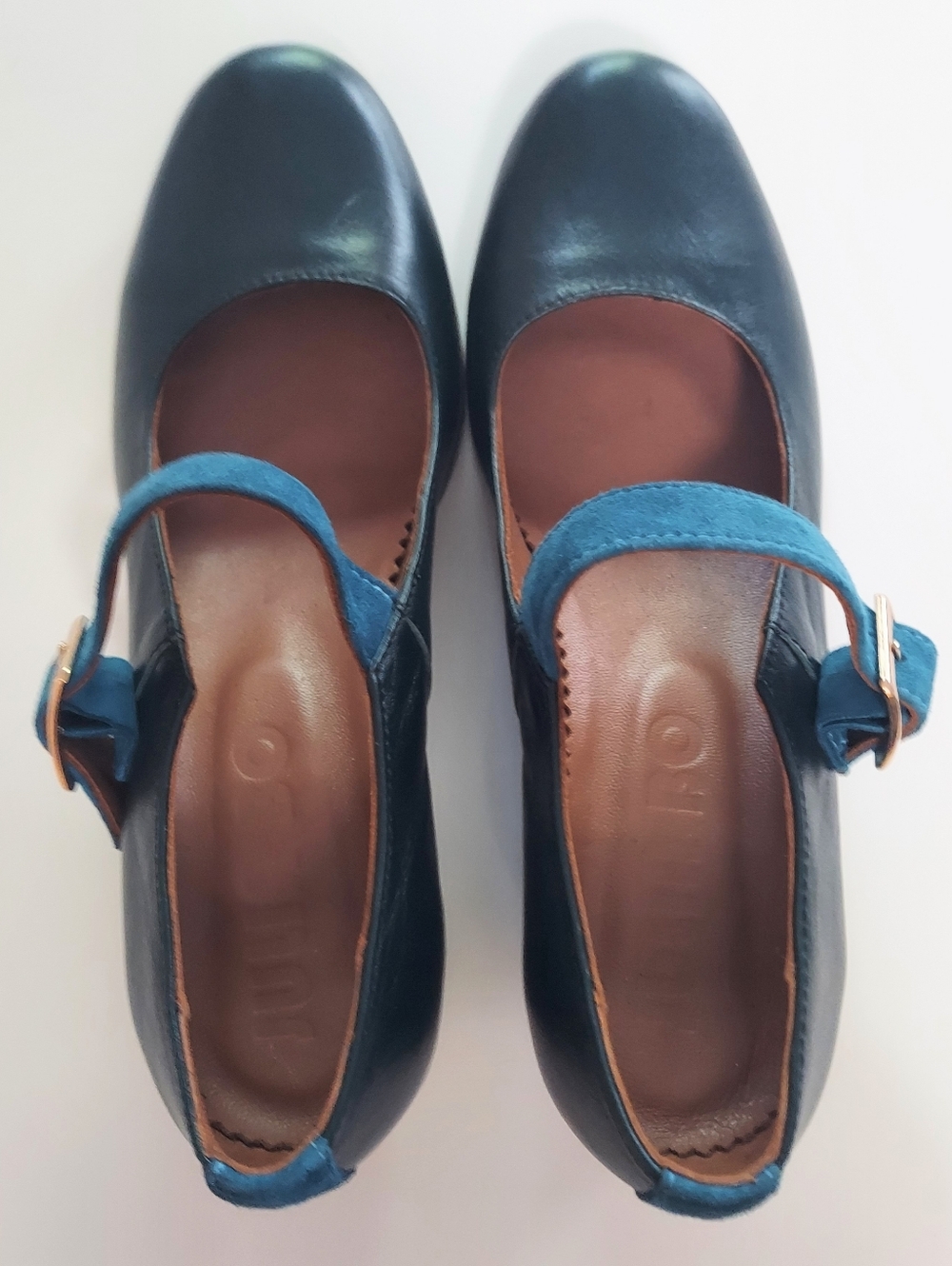 Julia Bo Joplin Mary Janes Premium Leather Green with Turquoise Strap Size EU 39 - Picture 5 of 11